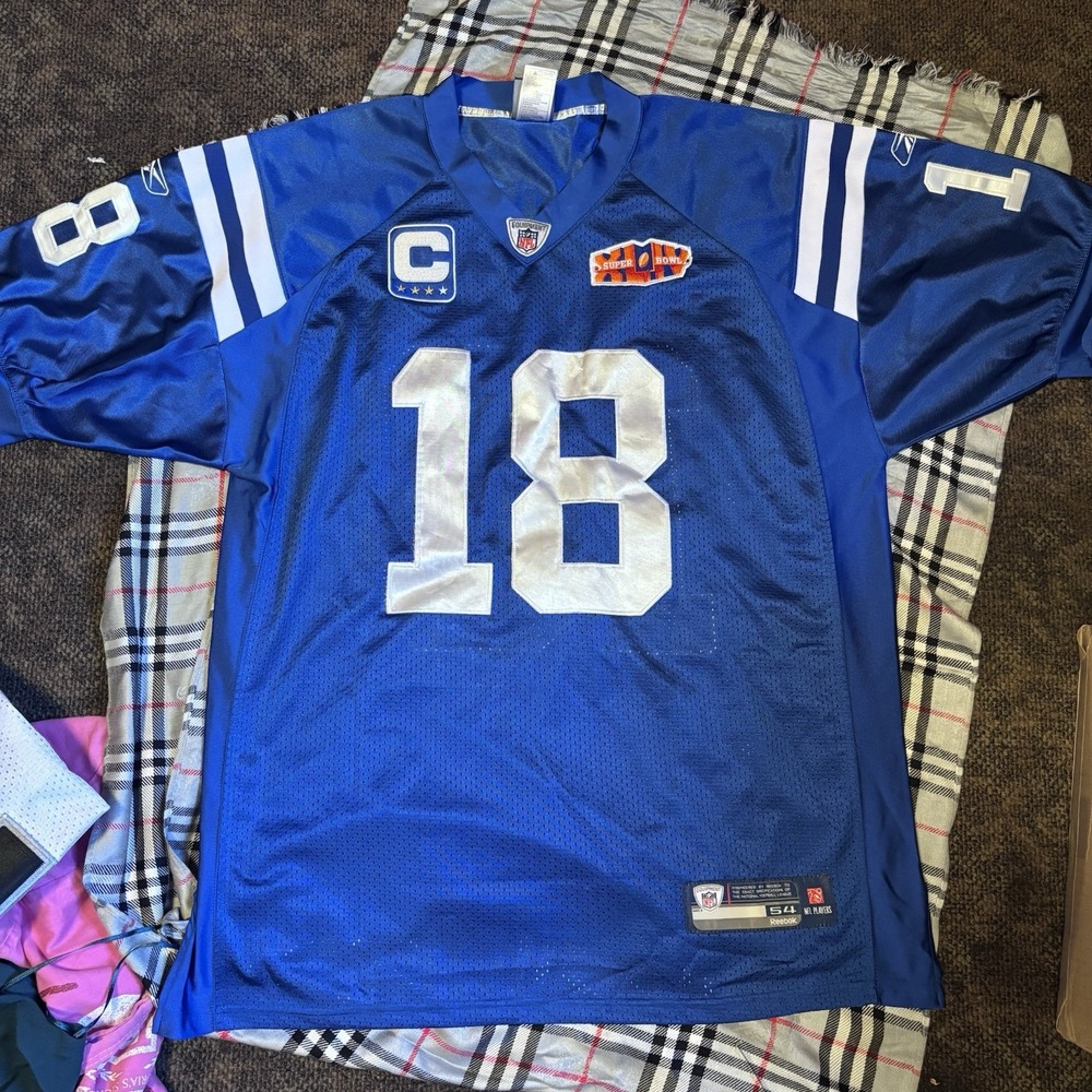 Peyton Manning Indianapolis Colts Super Bowl XLIV Jersey Reebok Onfield Size 54